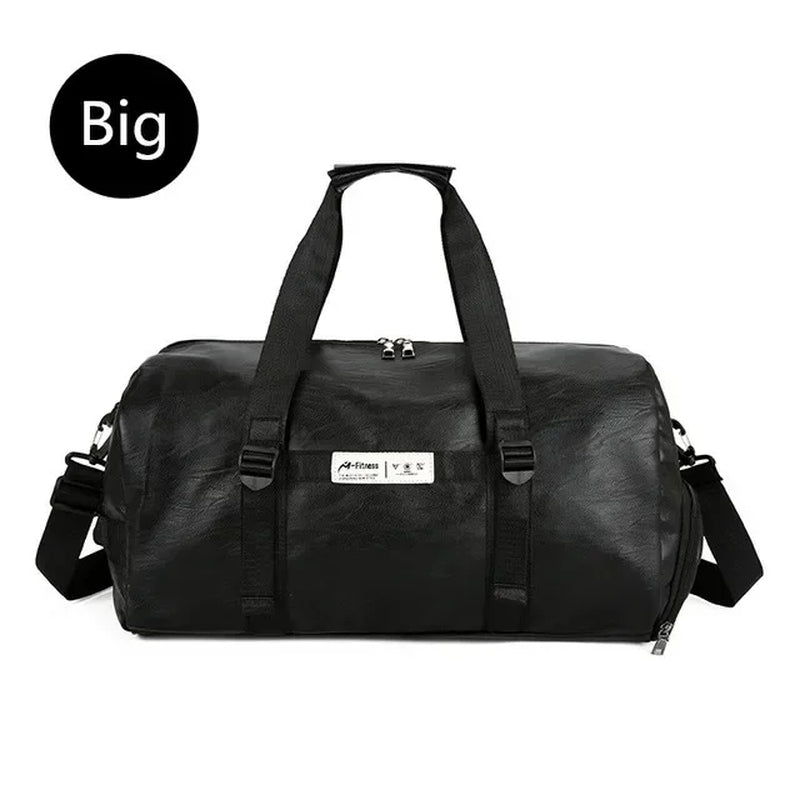 Gym Bag Leather Women Fitness Shoe Compartment Men Duffle Shoulder Bags Waterproof Travel Training Large Sport Handbag