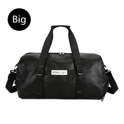 Gym Bag Leather Women Fitness Shoe Compartment Men Duffle Shoulder Bags Waterproof Travel Training Large Sport Handbag