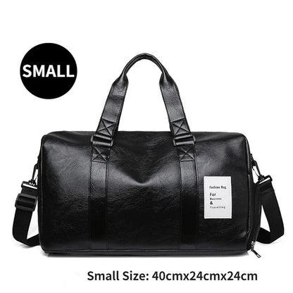 Gym Bag Leather Women Fitness Shoe Compartment Men Duffle Shoulder Bags Waterproof Travel Training Large Sport Handbag