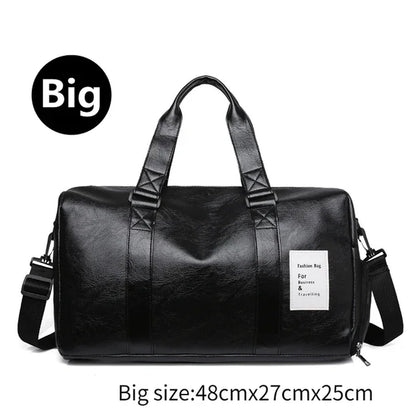 Gym Bag Leather Women Fitness Shoe Compartment Men Duffle Shoulder Bags Waterproof Travel Training Large Sport Handbag